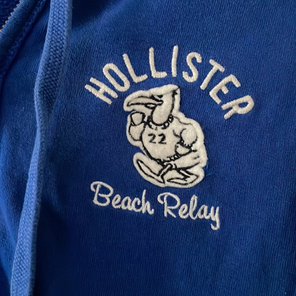 Hollister Zip Up Blue Hoodie Beach Relay Size Médium / M 🌴💙 - Picture 2 of 4
